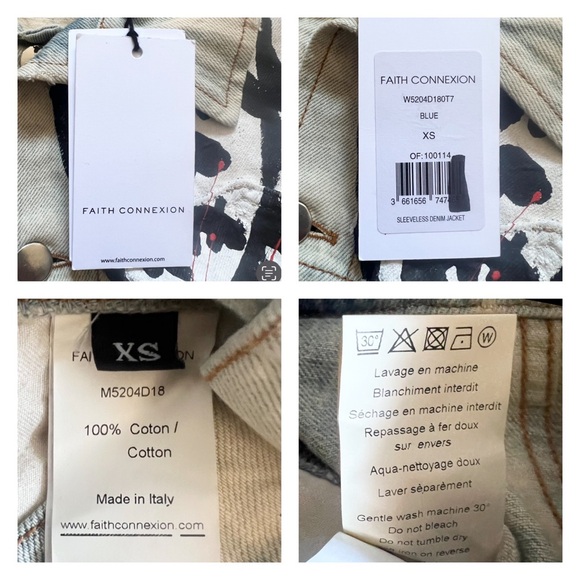 New! Rare FAITH CONNEXION Card Casino Oversized Denim Vest - Picture 10 of 10